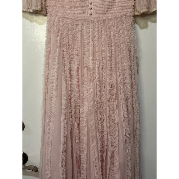 Mac Duggal V Neck Puff Sleeve Ruffle Tiered A Line Gown Rose Size 2 NWOT #A8050 - Picture 8 of 15